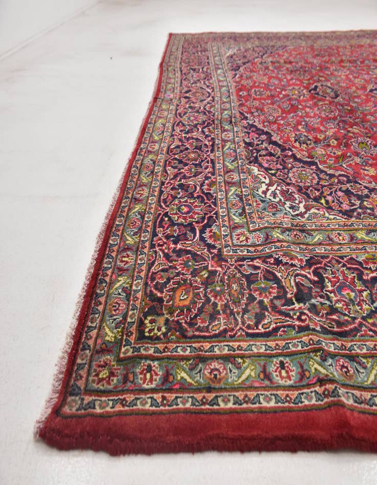 Detail image of  9' 9 x 12' 7  Hand Knotted Mashad Persian Wool Rug