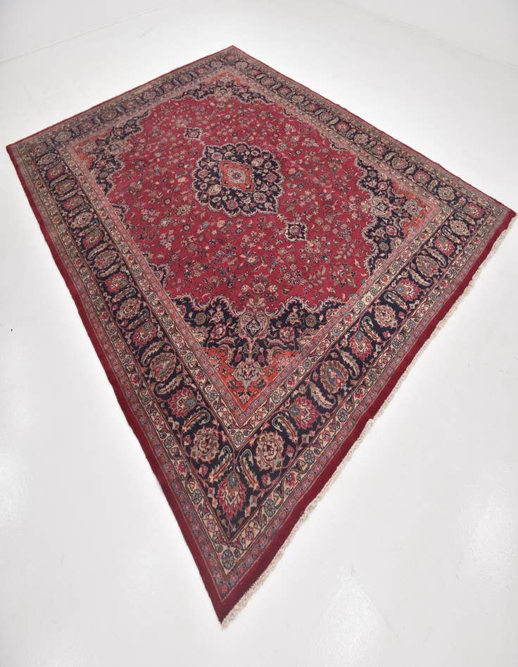 Detail image of  9' 6 x 12' 4  Hand Knotted Mashad Persian Wool Rug