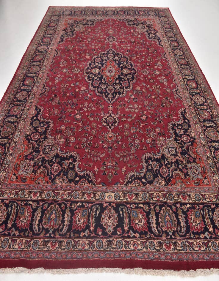 Detail image of  9' 6 x 12' 4  Hand Knotted Mashad Persian Wool Rug