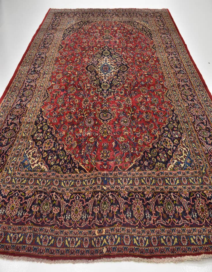 Detail image of  9' 9 x 12' 9  Hand Knotted Mashad Persian Wool Rug