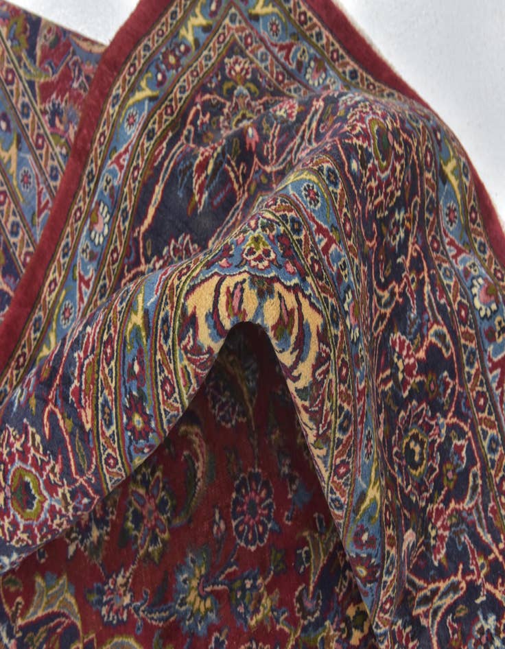 Detail image of  9' 6 x 13'  Hand Knotted Mashad Persian Wool Rug