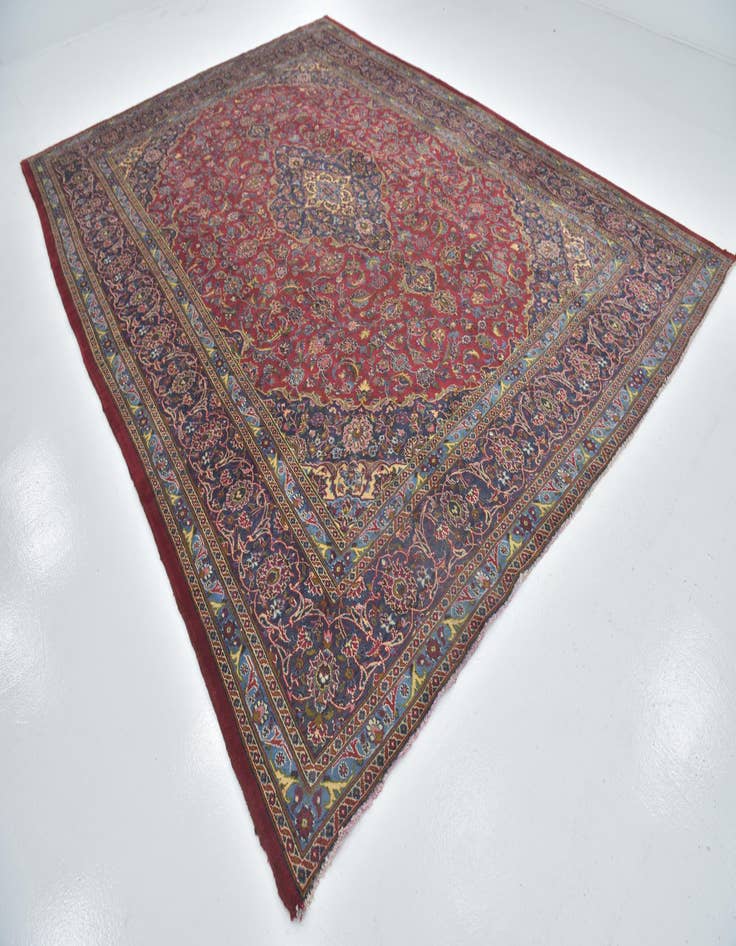 Detail image of  9' 6 x 13'  Hand Knotted Mashad Persian Wool Rug