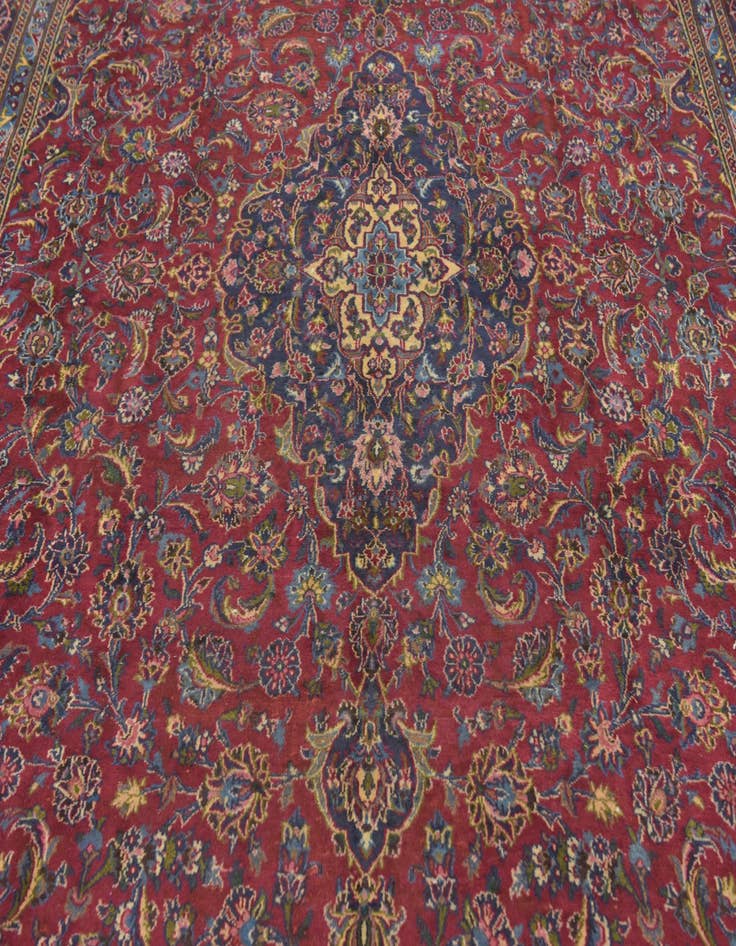 Detail image of  9' 6 x 13'  Hand Knotted Mashad Persian Wool Rug