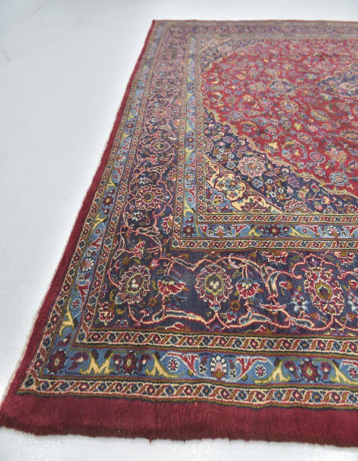 Detail image of  9' 6 x 13'  Hand Knotted Mashad Persian Wool Rug