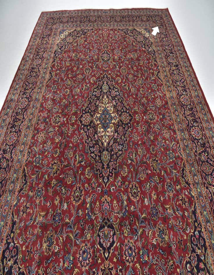 Detail image of  9' 8 x 12' 6  Hand Knotted Mashad Persian Wool Rug