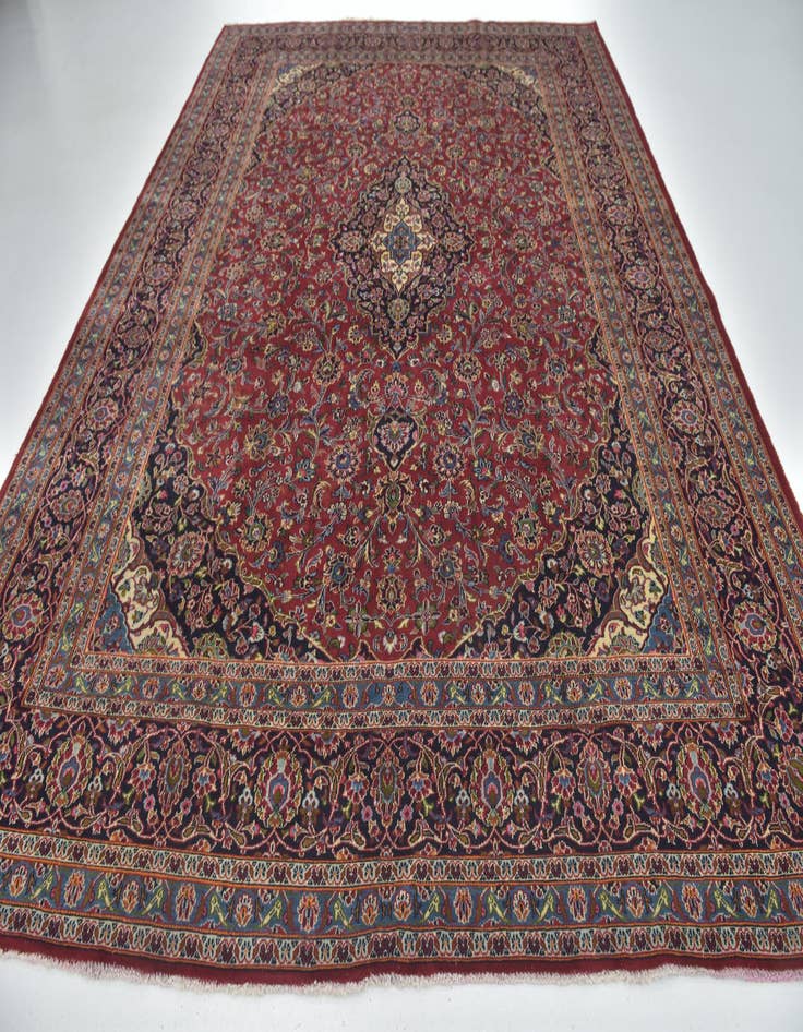 Detail image of  9' 8 x 12' 6  Hand Knotted Mashad Persian Wool Rug