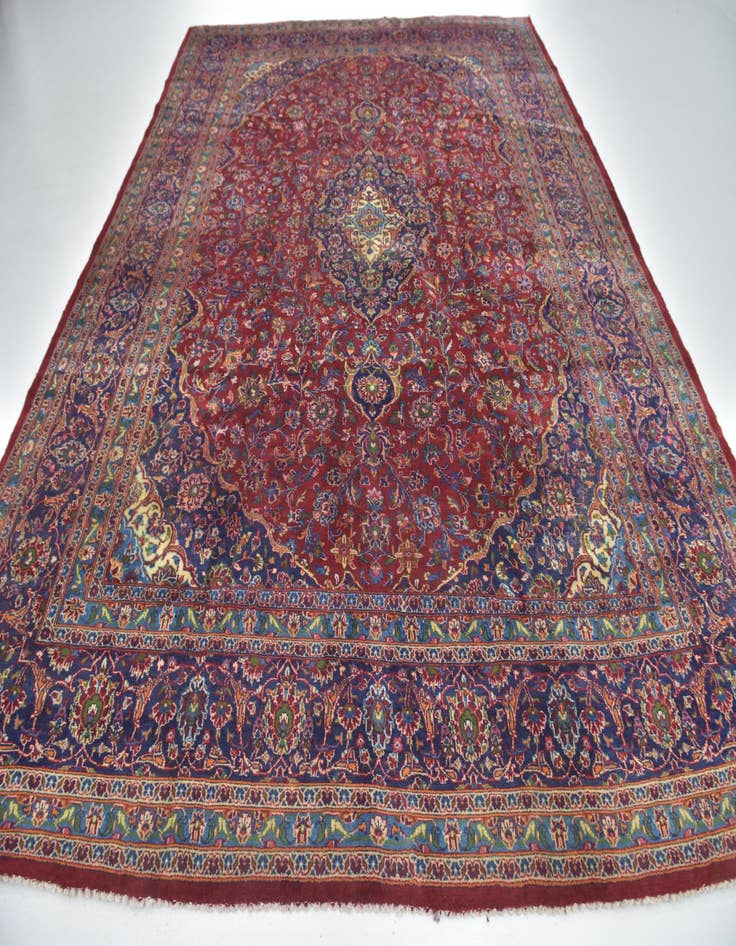 Detail image of  9' 9 x 13' 2  Hand Knotted Mashad Persian Wool Rug