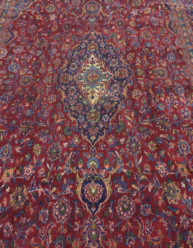 Detail image of  9' 9 x 13' 2  Hand Knotted Mashad Persian Wool Rug