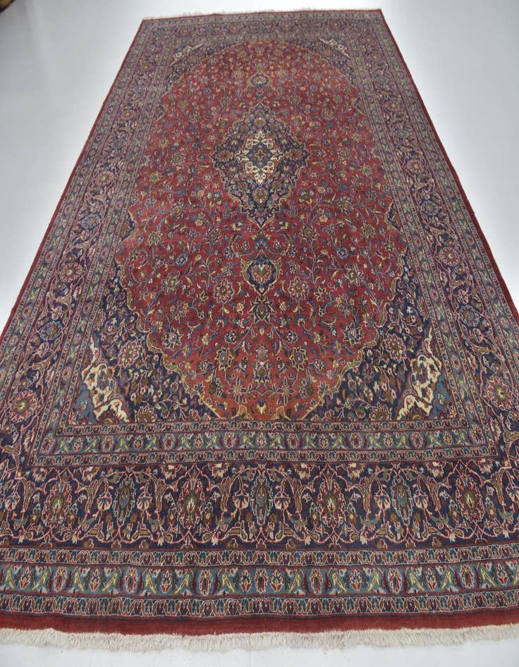 Detail image of  9' 8 x 13'  Hand Knotted Mashad Persian Wool Rug