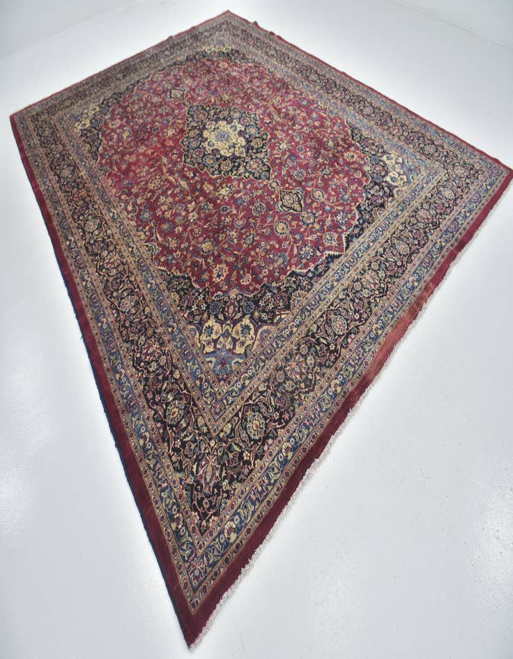 Detail image of  10' x 12' 8  Hand Knotted Mashad Persian Wool Rug