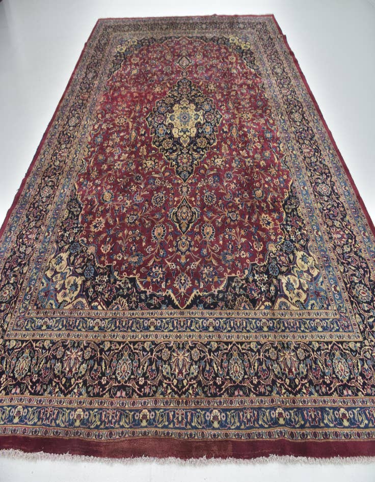 Detail image of  10' x 12' 8  Hand Knotted Mashad Persian Wool Rug