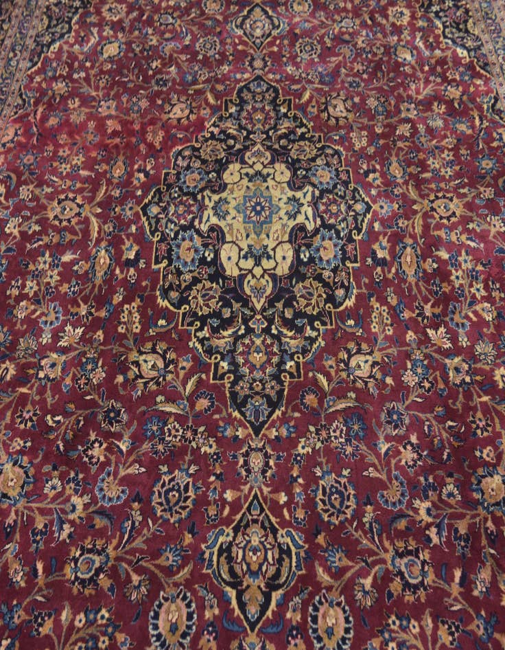 Detail image of  10' x 12' 8  Hand Knotted Mashad Persian Wool Rug
