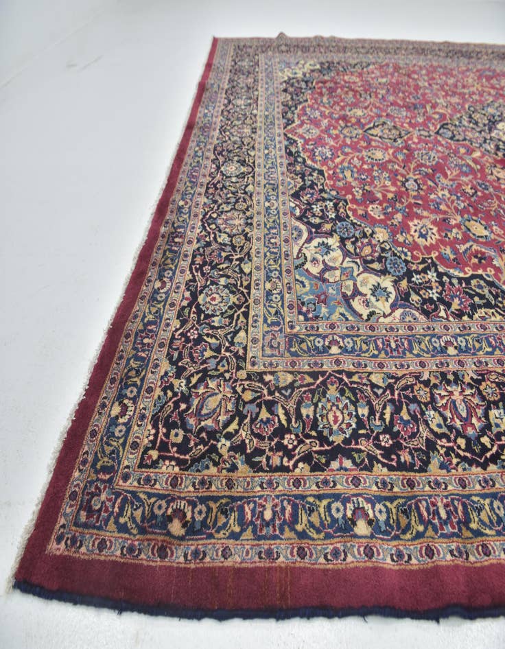 Detail image of  10' x 12' 8  Hand Knotted Mashad Persian Wool Rug