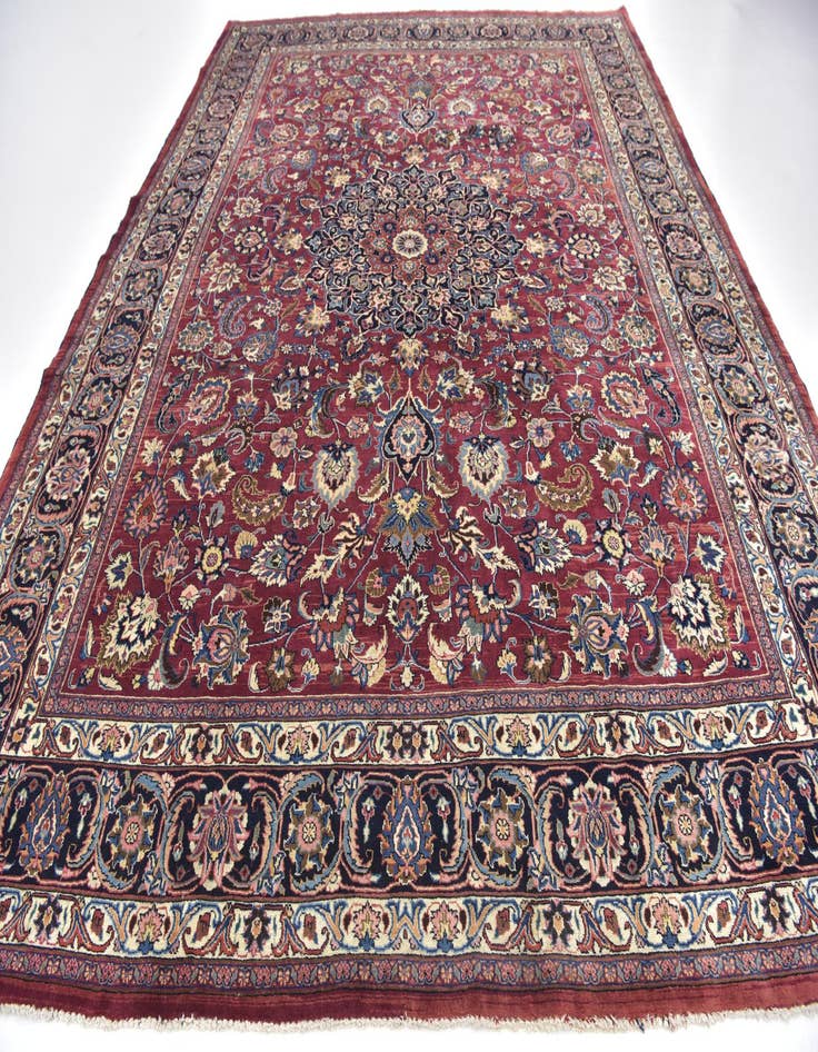Detail image of 10' 2 x 12' 6 Hand Knotted Mashad Persian Wool Rug
