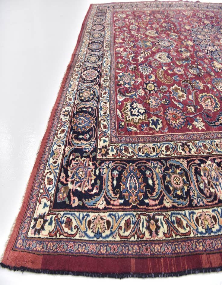 Detail image of 10' 2 x 12' 6 Hand Knotted Mashad Persian Wool Rug