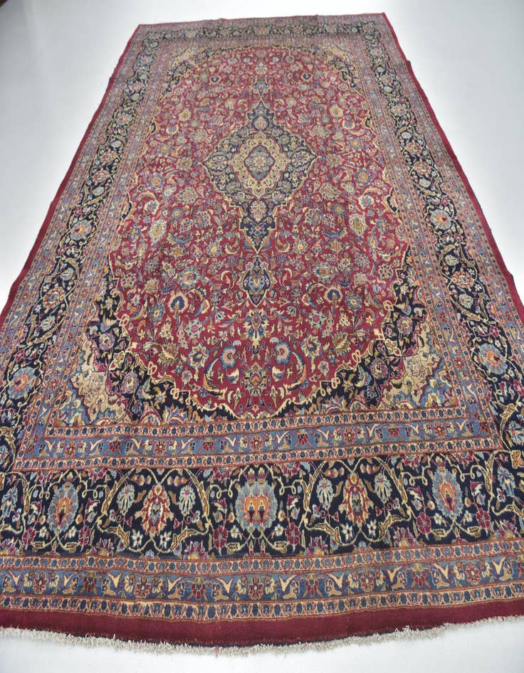 Detail image of  10' x 12' 8  Hand Knotted Mashad Persian Wool Rug