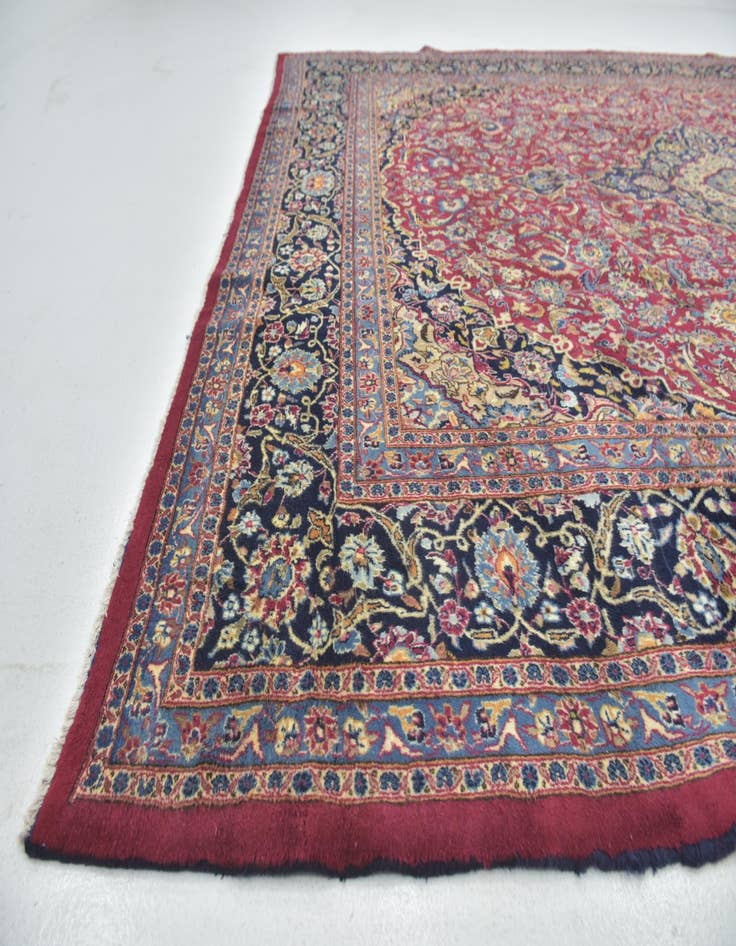 Detail image of  10' x 12' 8  Hand Knotted Mashad Persian Wool Rug