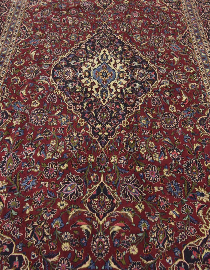 Detail image of  10' x 12' 10  Hand Knotted Mashad Persian Wool Rug