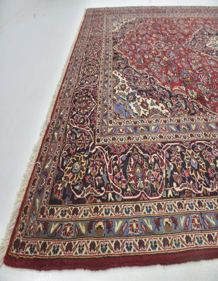 Detail image of  10' x 12' 10  Hand Knotted Mashad Persian Wool Rug