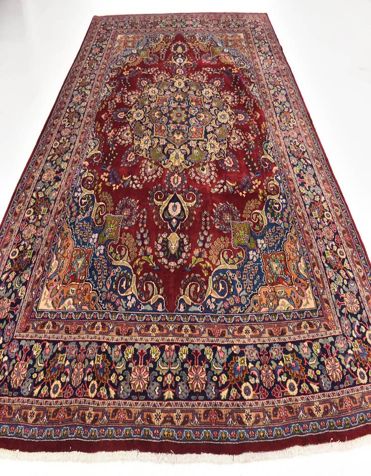 Detail image of  9' 6 x 12' 6  Hand Knotted Mashad Persian Wool Rug