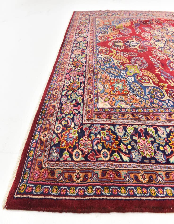 Detail image of  9' 6 x 12' 6  Hand Knotted Mashad Persian Wool Rug