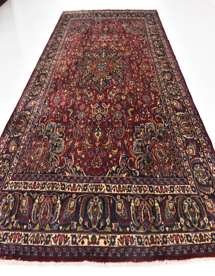 Detail image of  9' 6 x 13' 3  Hand Knotted Mashad Persian Wool Rug