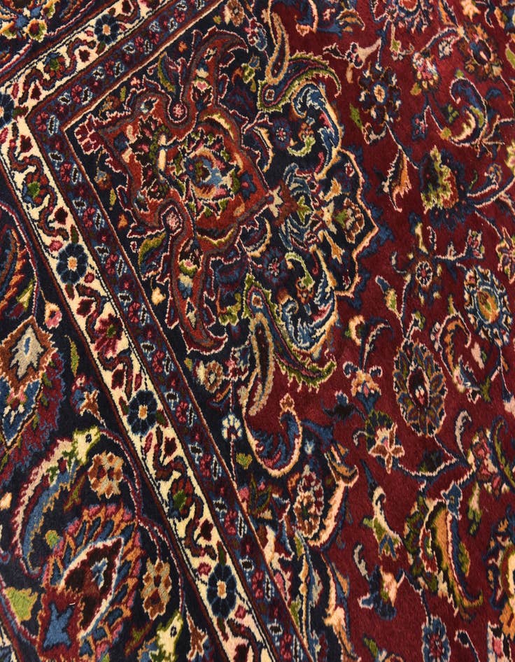 Detail image of  9' 6 x 13' 3  Hand Knotted Mashad Persian Wool Rug