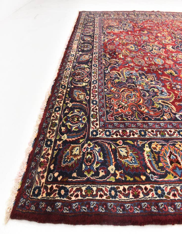 Detail image of  9' 6 x 13' 3  Hand Knotted Mashad Persian Wool Rug