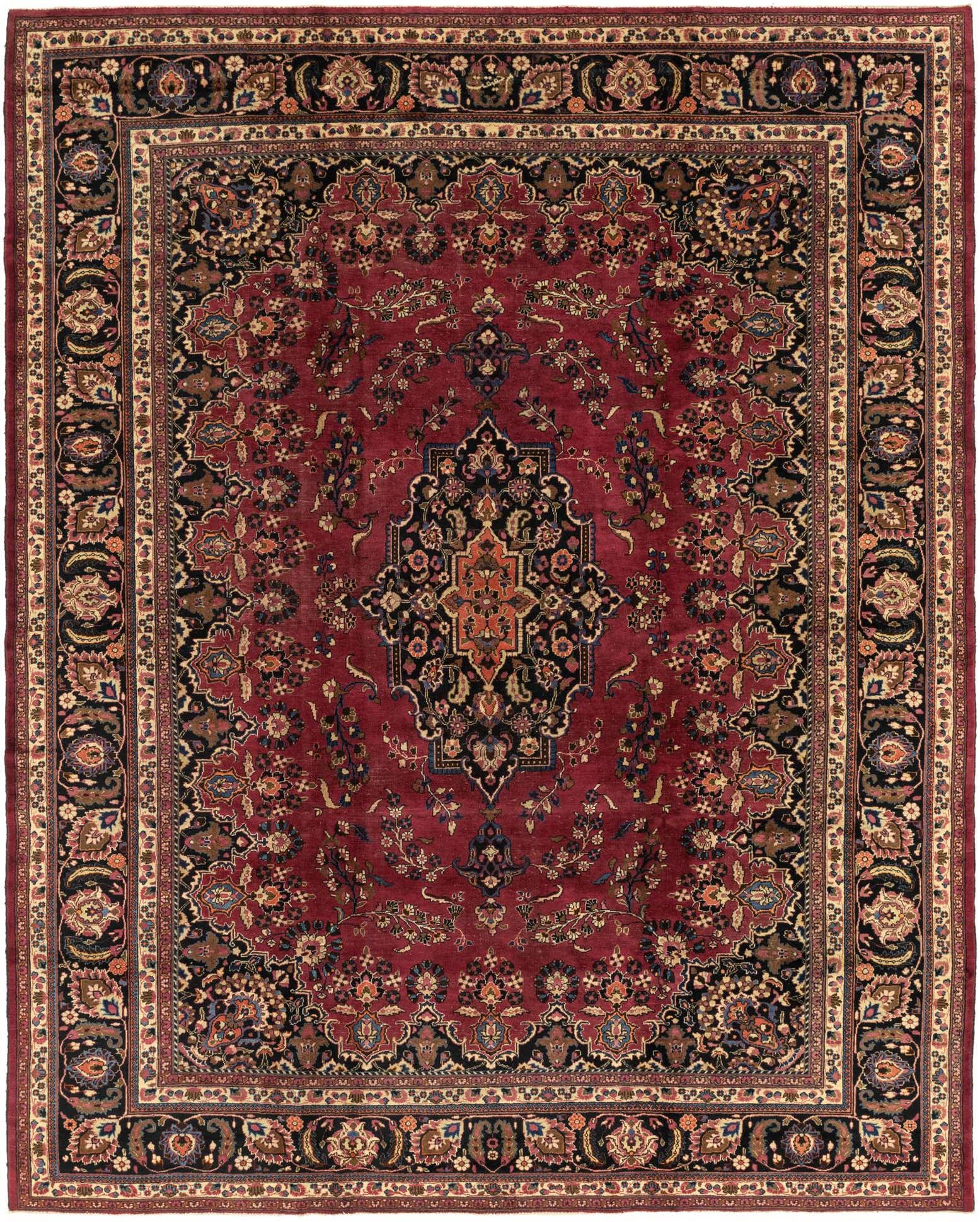 Primary image 9' 9 x 12' 2 Hand Knotted Mashad Persian Wool Rug