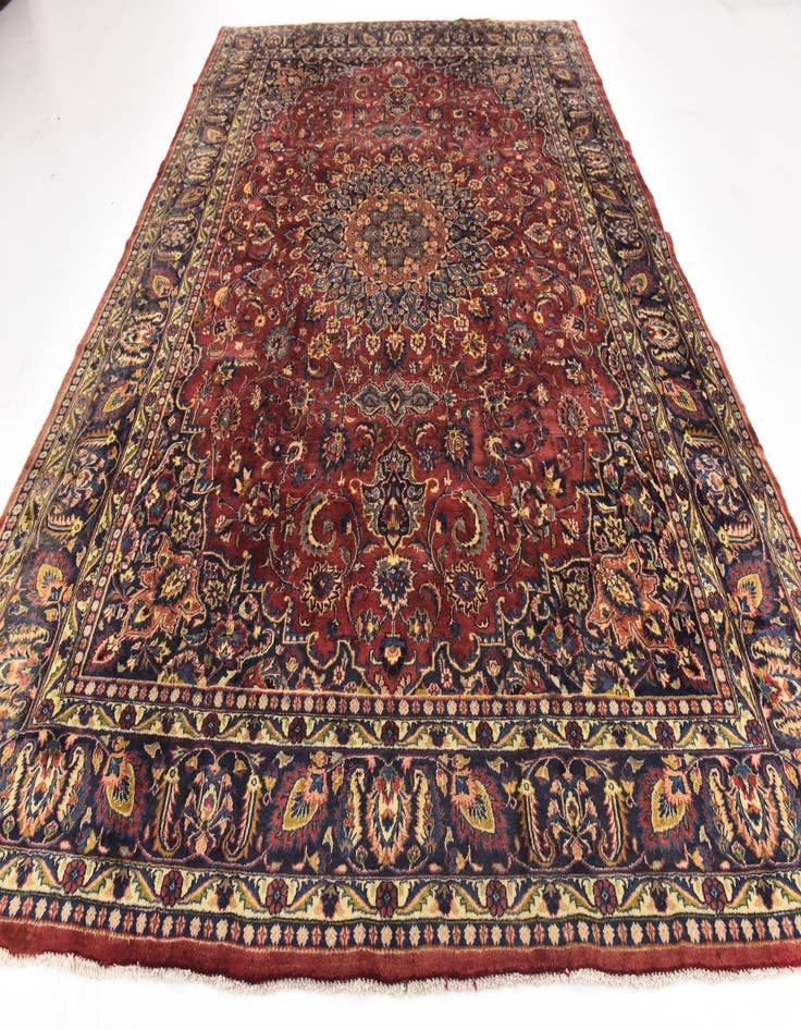 Detail image of  9' 6 x 13' 3  Hand Knotted Mashad Persian Wool Rug