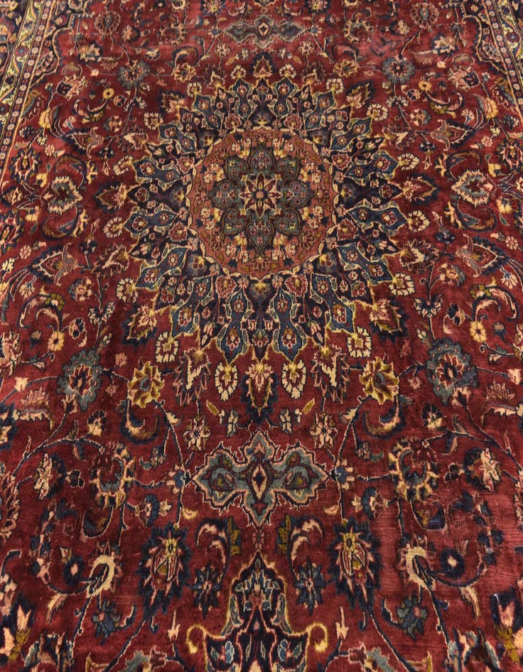 Detail image of  9' 6 x 13' 3  Hand Knotted Mashad Persian Wool Rug