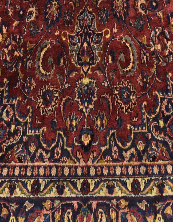 Detail image of  9' 6 x 13' 3  Hand Knotted Mashad Persian Wool Rug