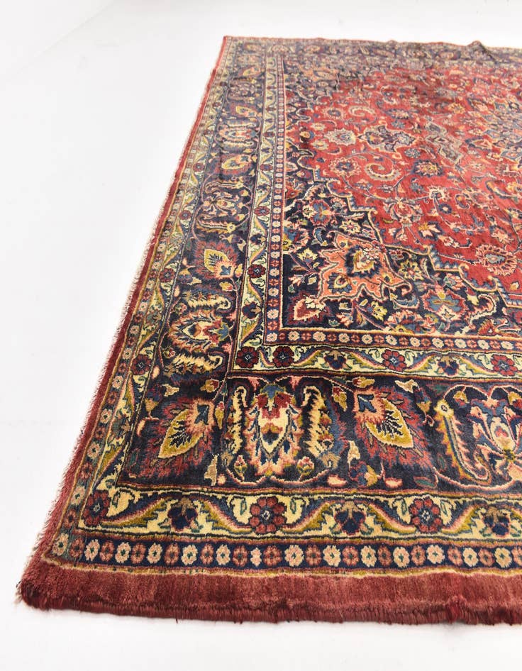 Detail image of  9' 6 x 13' 3  Hand Knotted Mashad Persian Wool Rug