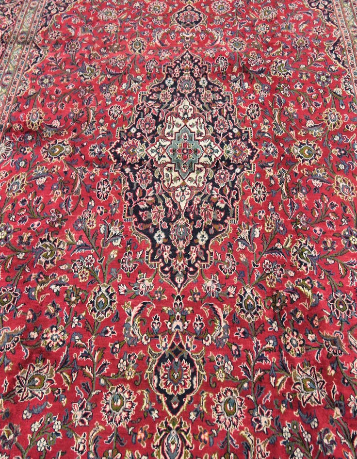 Detail image of  9' 7 x 12' 8  Hand Knotted Mashad Persian Wool Rug