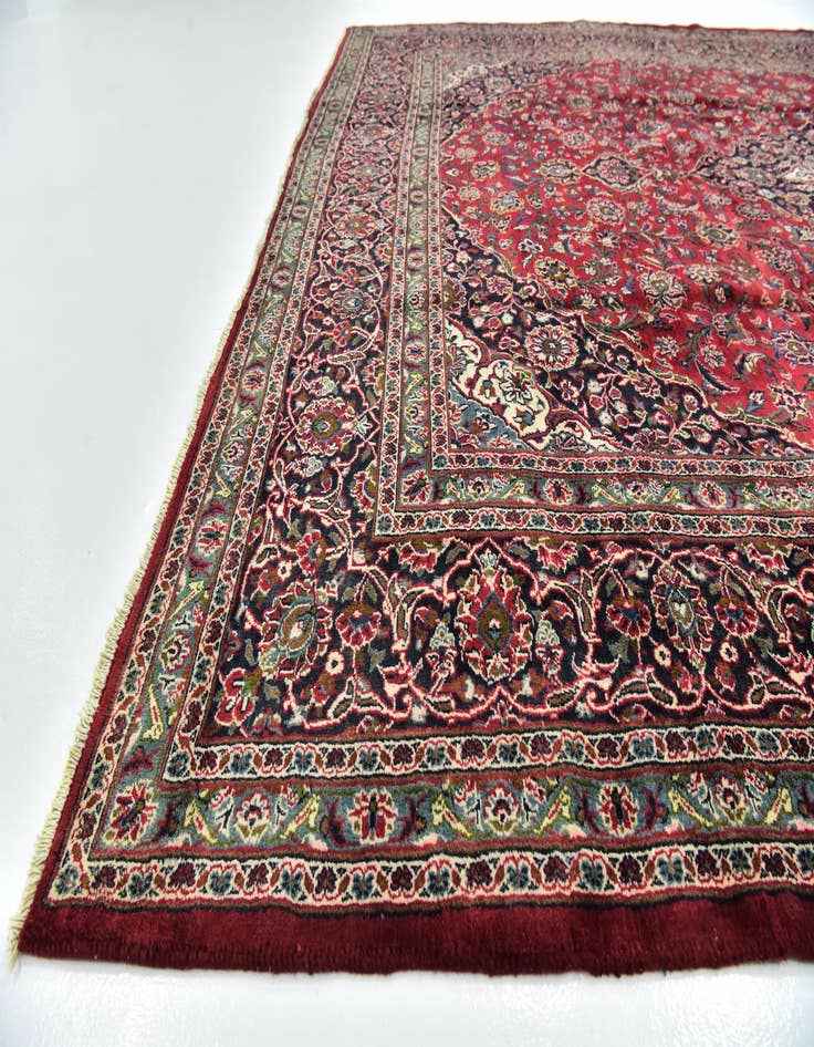Detail image of  9' 7 x 12' 8  Hand Knotted Mashad Persian Wool Rug