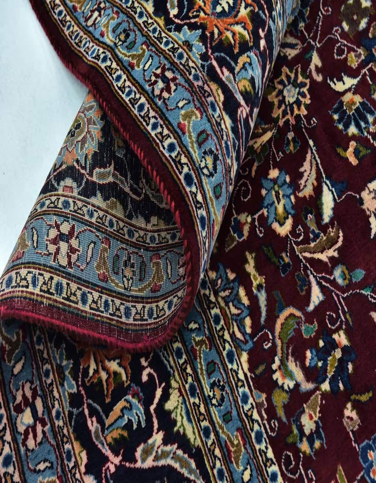 Detail image of  9' 4 x 12' 3  Hand Knotted Mashad Persian Wool Rug