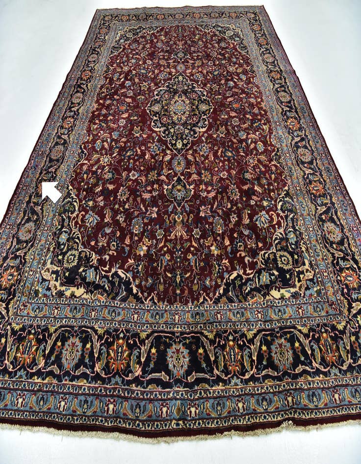 Detail image of  9' 4 x 12' 3  Hand Knotted Mashad Persian Wool Rug