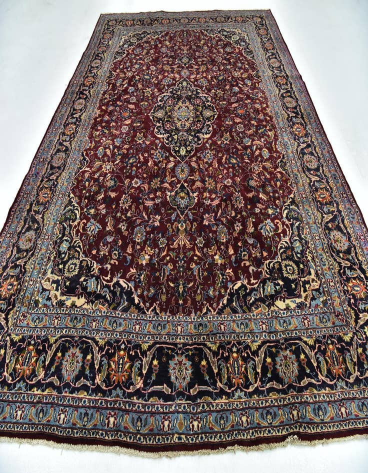 Detail image of  9' 4 x 12' 3  Hand Knotted Mashad Persian Wool Rug