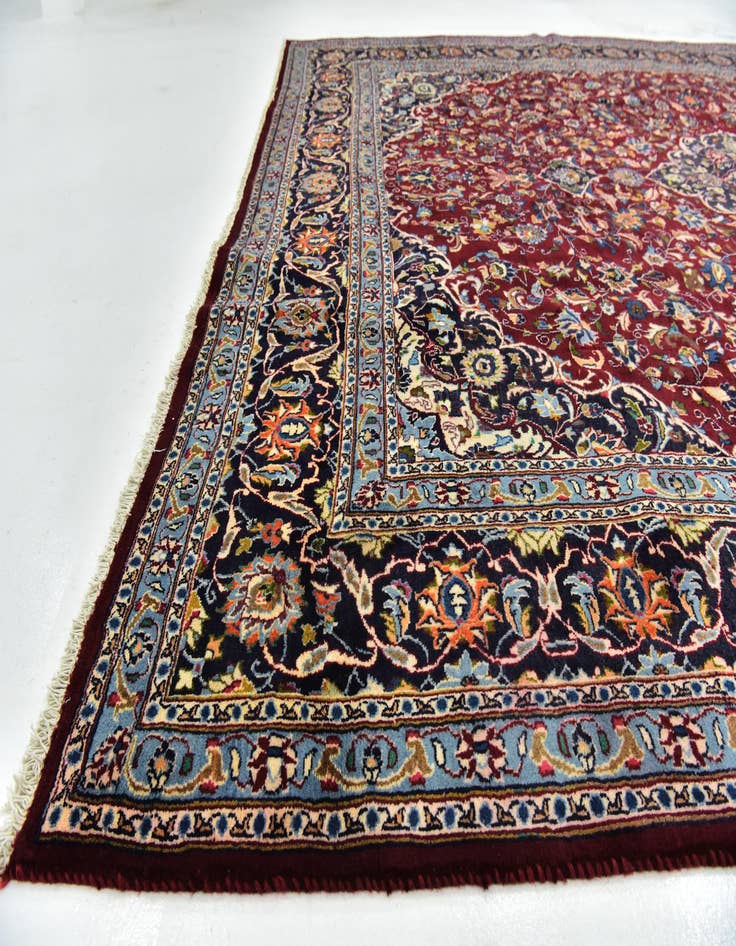 Detail image of  9' 4 x 12' 3  Hand Knotted Mashad Persian Wool Rug