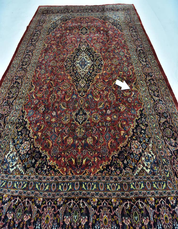 Detail image of  9' 9 x 12' 8  Hand Knotted Mashad Persian Wool Rug
