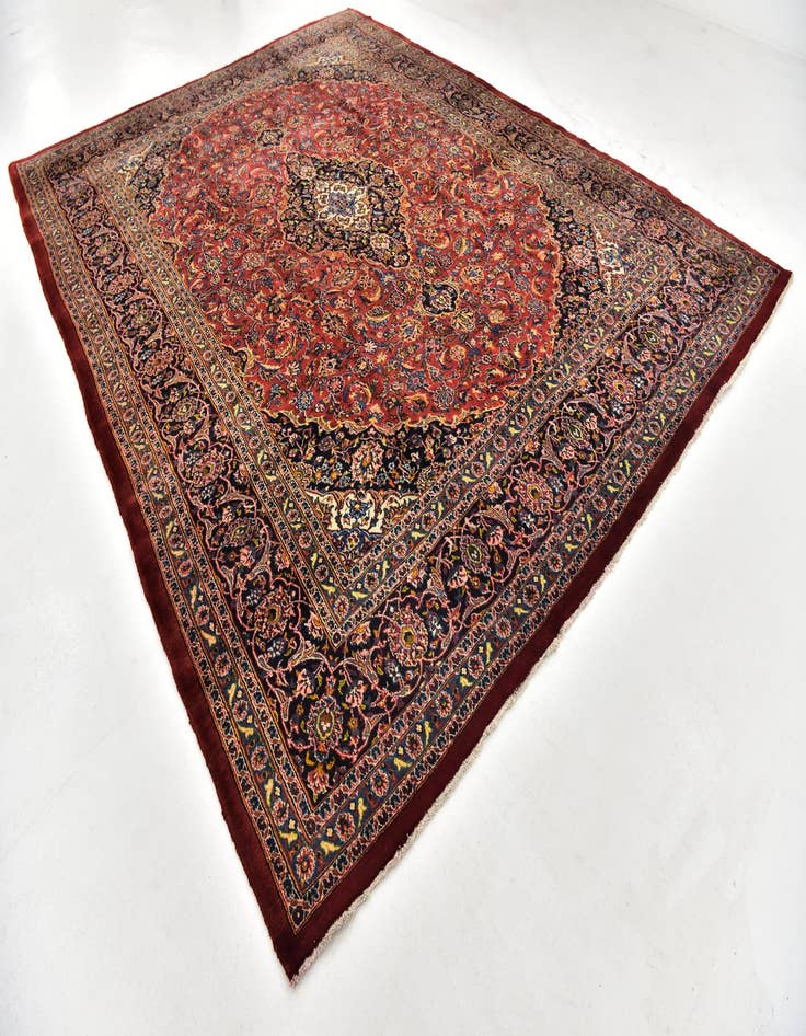 Detail image of  9' 9 x 12' 8  Hand Knotted Mashad Persian Wool Rug