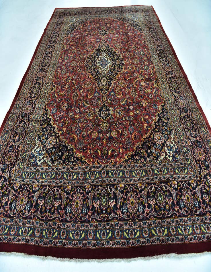 Detail image of  9' 9 x 12' 8  Hand Knotted Mashad Persian Wool Rug