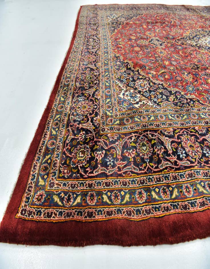 Detail image of  9' 9 x 12' 8  Hand Knotted Mashad Persian Wool Rug
