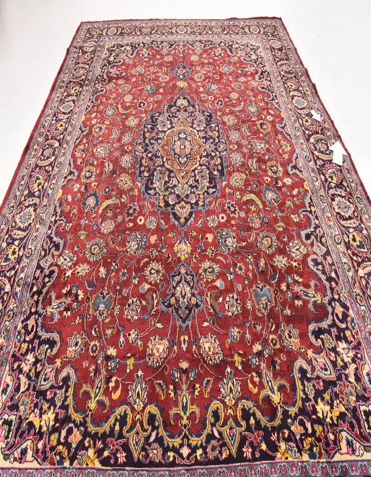 Detail image of  9' 7 x 12' 9  Hand Knotted Mashad Persian Wool Rug