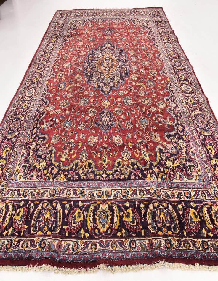 Detail image of  9' 7 x 12' 9  Hand Knotted Mashad Persian Wool Rug