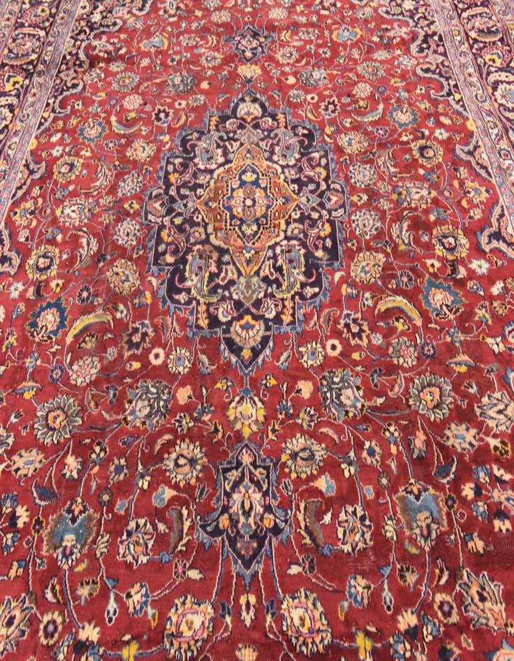 Detail image of  9' 7 x 12' 9  Hand Knotted Mashad Persian Wool Rug