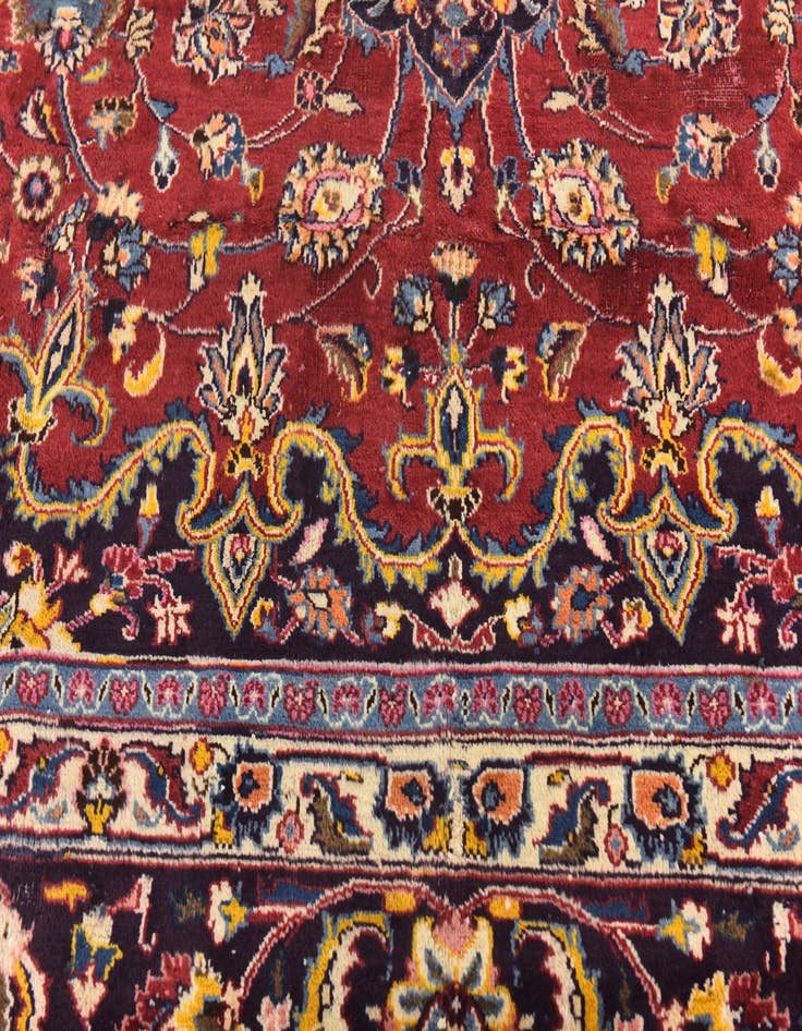 Detail image of  9' 7 x 12' 9  Hand Knotted Mashad Persian Wool Rug