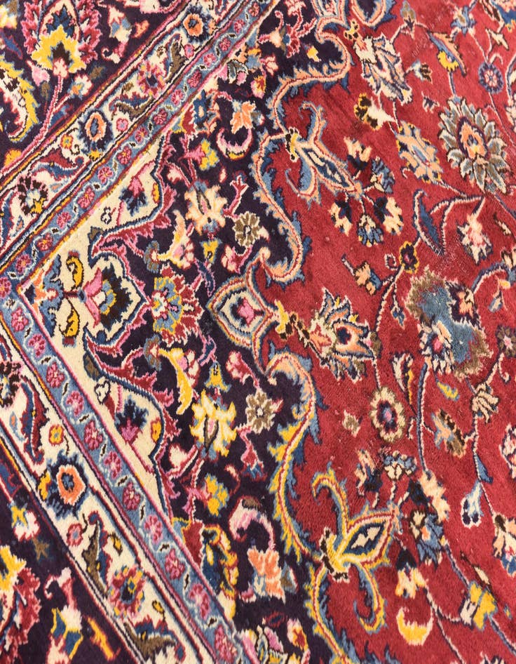 Detail image of  9' 7 x 12' 9  Hand Knotted Mashad Persian Wool Rug