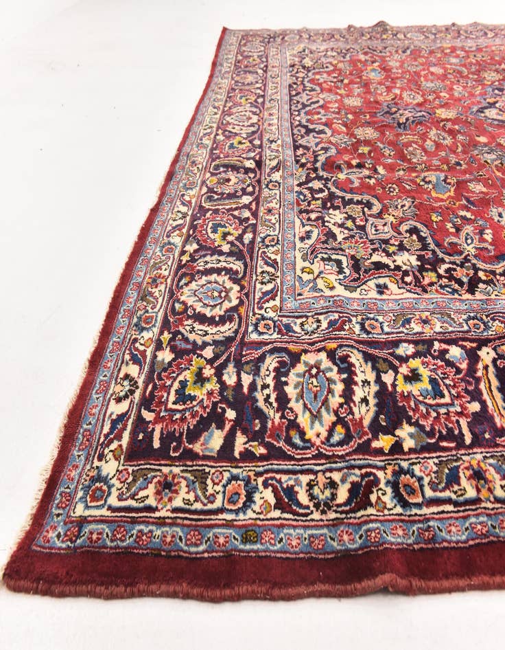 Detail image of  9' 7 x 12' 9  Hand Knotted Mashad Persian Wool Rug