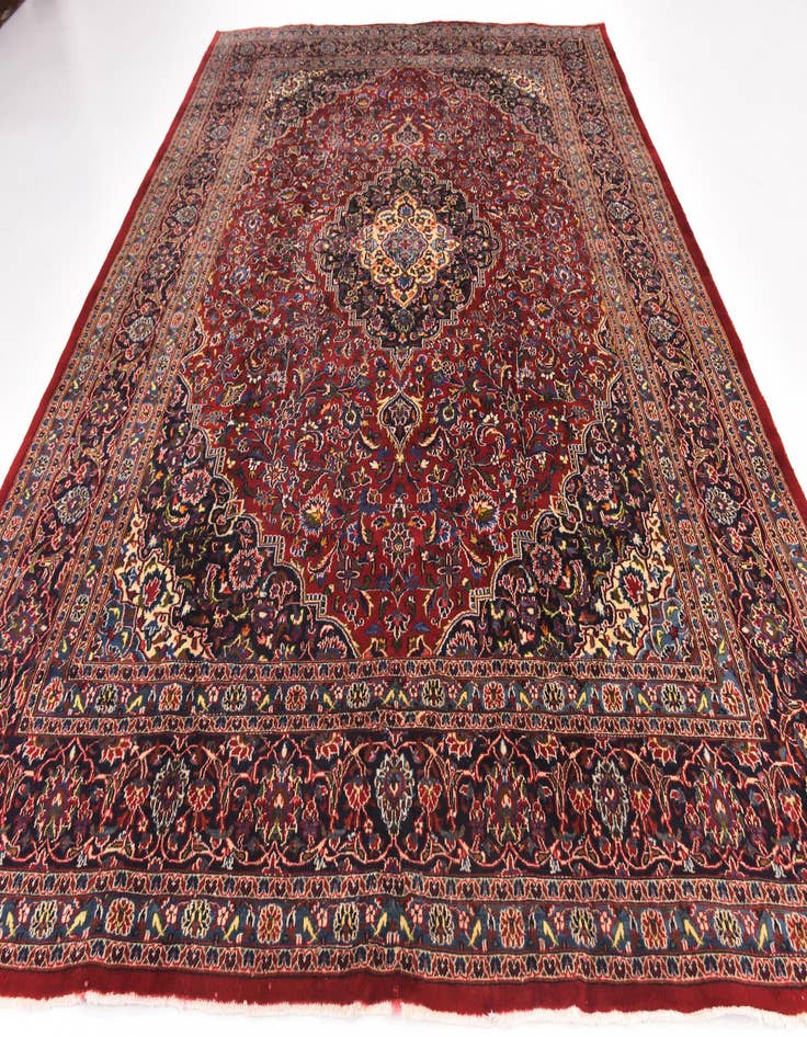 Detail image of  9' 10 x 12' 6  Hand Knotted Mashad Persian Wool Rug